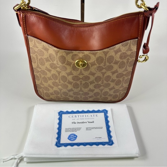 Pre-Owned Women’s Coach Chaise Signature Canvas Sling Contrast Trim Leather Bag - Picture 14 of 14